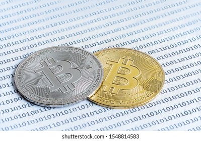 Two Bitcoin. Digital Cyber Safety Or Security Encryption. Manage Bitcoin Price Schedule Concept. Money Laundering Bitcoin Concept. Market Manipulation.