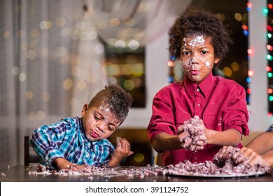 Two Black Boys Destroying Cake. Untidy Black Kids Destroy Cake. That Awkward Moment. Maybe It's Time To Stop.