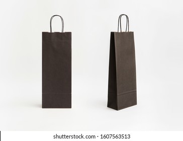 Two Black Striped Kraft Paper Bag For Wine