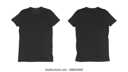 Two Black T Shirt Front Side On A White Background