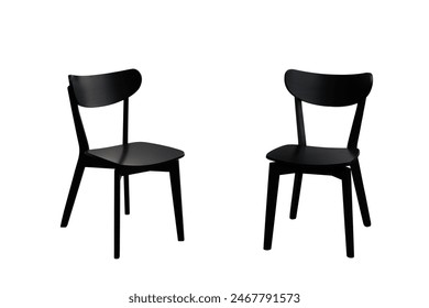 two black wooden chairs isolated on a white background, modern design - Powered by Shutterstock