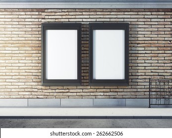 Two Blank Billboard On Street