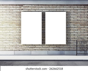 Two Blank Billboard On Wall In The Street