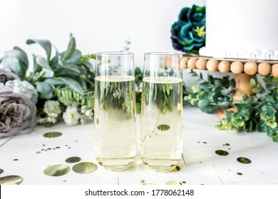 Two Blank Champagne Flutes With Wedding/party Props, Stemless Champagne Glasses Mockup