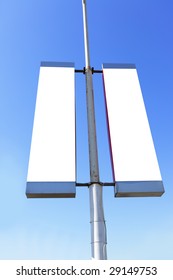 Two Blank Signs On The Post, Put Your Own Text Or Image Here