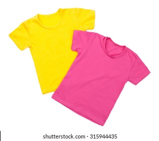 Two Blank Tshirts On A White Background.