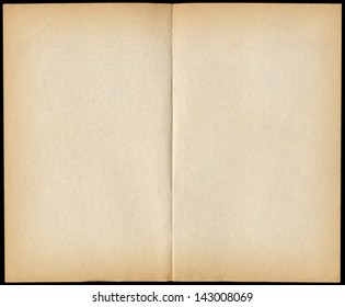 Two Blank Vintage Paperback Book Pages Isolated On Black.