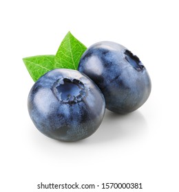 Two blueberries isolated on white