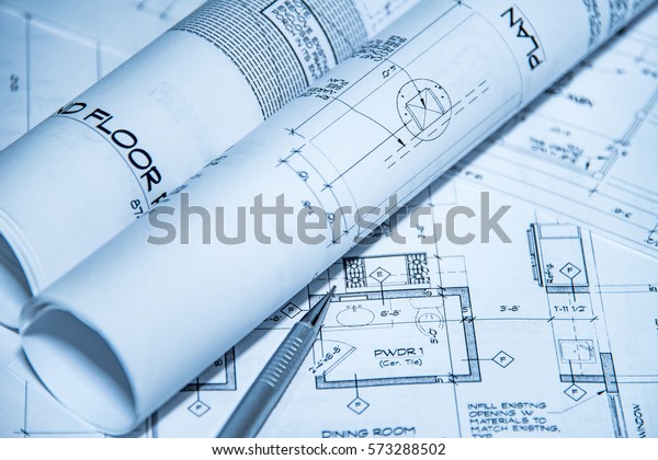 Two Blueprint Rolls Stock Photo (Edit Now) 573288502