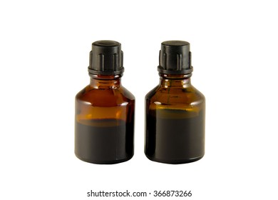 Two Bottles Of Iodine And Brilliant Green Isolated On White Background