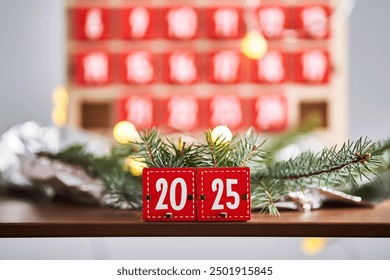 Two boxes from an Advent calendar that make up the number 2025.
