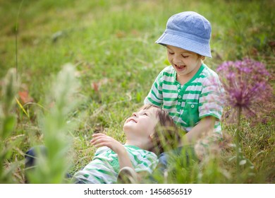 Two Boys Brothers Children Cuddling Grass Stock Photo 1456856519 ...