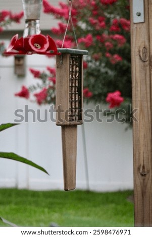 A two brick suet feeder with a tail prop.