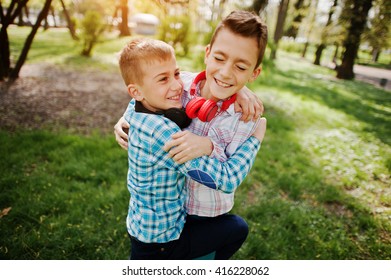 Two Brother Boy Headphones Having Fun Stock Photo 416228062 | Shutterstock