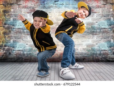 Two Brothers Dancing Break Dance.Hip-hop Style.The Cool Kids.