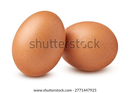 Two Brown Chicken Eggs Isolated on White Background