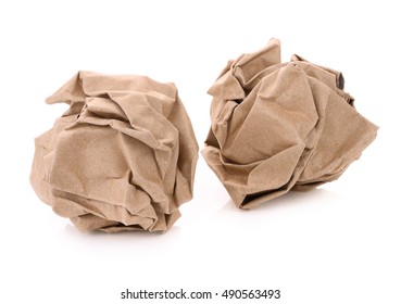 Two Brown Paper Ball Isolatde On White