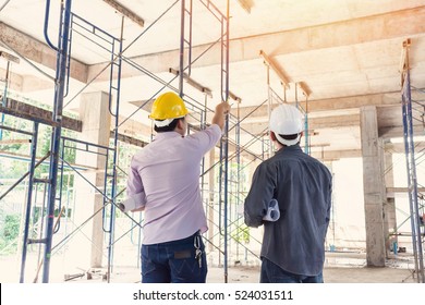 Two Business Man Construction Site Engineer