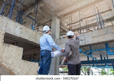 Two Business Man Construction Site Engineer