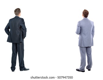 Two Business Mans From The Back - Looking At Something Over A White Background