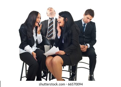 Two Business Men Fell Asleep And Snoring At The Conference And Two Busines Women Laughing Out Loud   About This Funny Situation