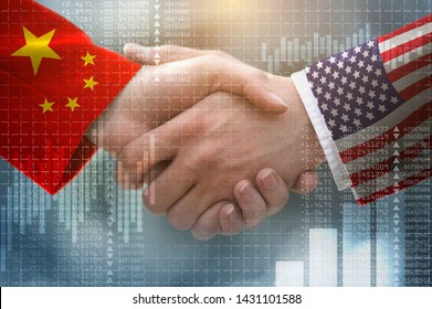 two businessman shake hands, China–United States trade war