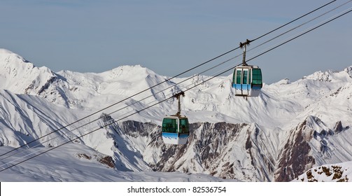 Two Cabin Of Chairlift In Les Menuires -  France