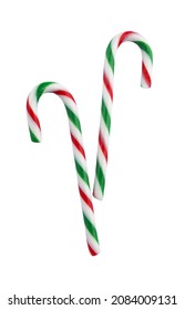 Two candy canes isolated on white