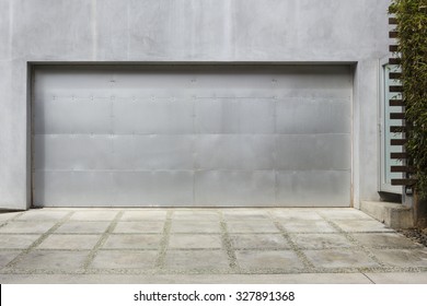 Two Car Garage Door With Stone