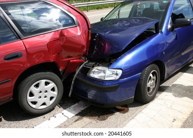 Two cars damaged in an accident