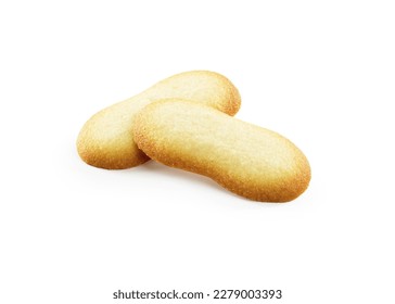 two cat tongue biscuits on a white background, tasteful and atmospheric