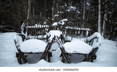 Two Chairs Outside In Canadian Tundra Winter