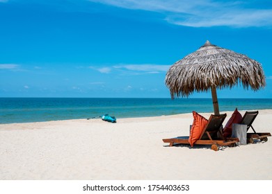 Chairs Umbrella Palm Beach Tropical Holiday Stock Photo (Edit Now ...