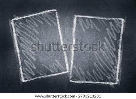 Two chalk rectangles overlap on a dark textured board, each lightly shaded inside. The simple hand-drawn shapes create a casual, sketch-like composition.