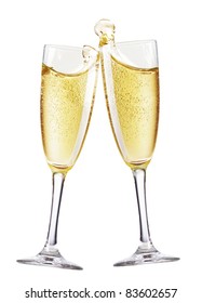 Two Champagne Glasses with abstract splash
