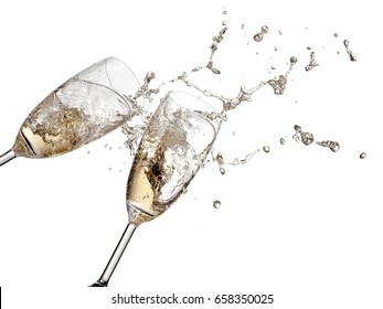 Two champagne glasses drops up