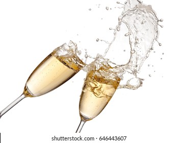 Two Champagne Glasses Splash