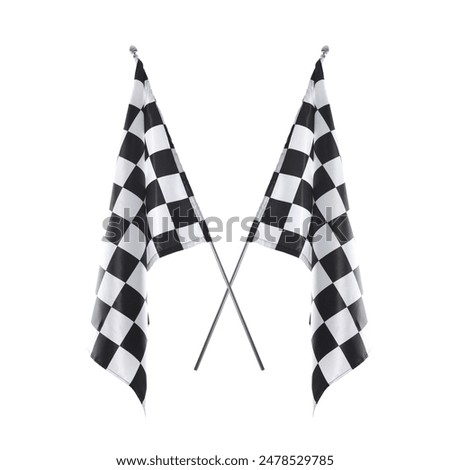 Two checkered finish flags isolated on white