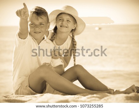 Similar – Happy children playing in the park