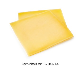 Two Cheese Slices Isolated On White Background