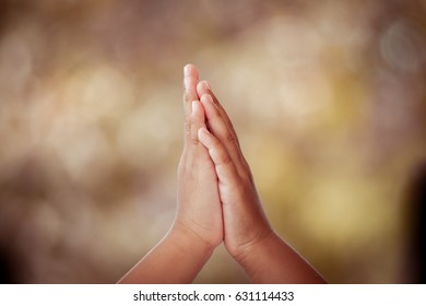 Two Children Making Hi Five Gesture In Vintage Color Tone