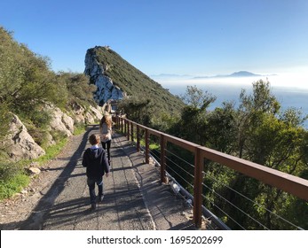 Two Children Walking Along A Path In The Upper Rock Nature Reserve In Gibraltar