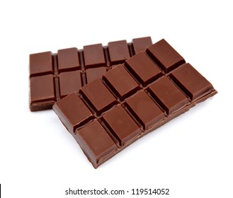 Two Chocolate Bars On A White Background