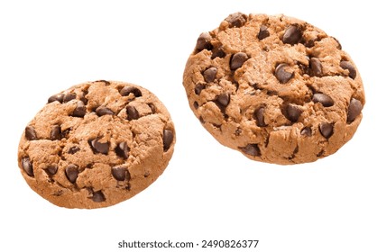 two chocolate chips cookies, isolated