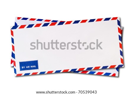 two classic air mail envelope isolated on white background