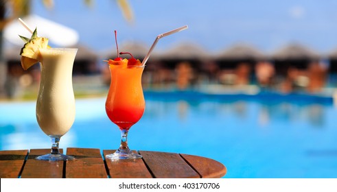 Two Cocktails On Luxury Beach Resort Stock Photo (Edit Now) 629195111