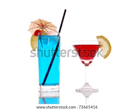 Two cocktails on white background