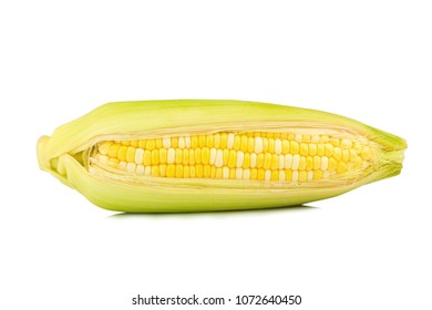 Two Color Sweet Corn Isolated On White Background.