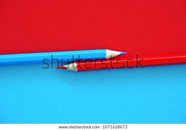Download Two Colored Pencils Split Picture Half Stock Photo Edit Now 1071628673