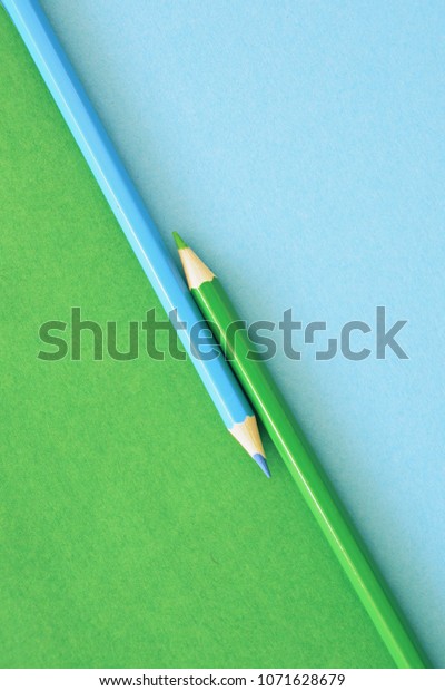 Download Two Colored Pencils Split Picture Half Stock Photo Edit Now 1071628679
